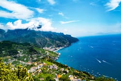 Thumbnail for an image displaying: A view of the Amalfi coast from the mountain.